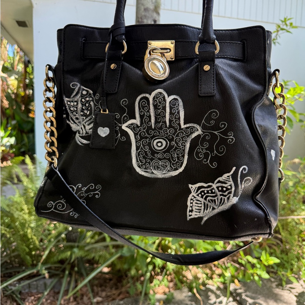 Marc Jacobs Black and White Hobo Bag with Hand Motif